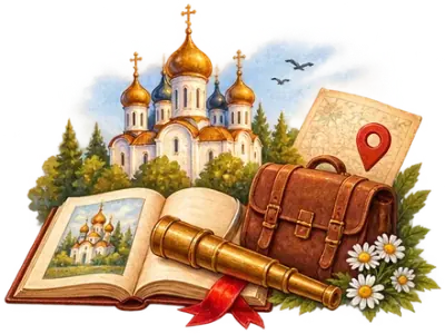 Книга, подзорная труба и храм