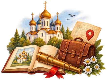 Книга, подзорная труба и храм